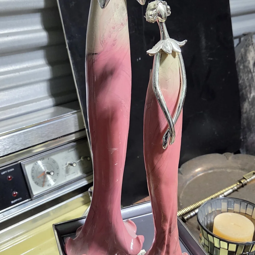 Williams Sonoma Pink and Silver Ceramic Figures